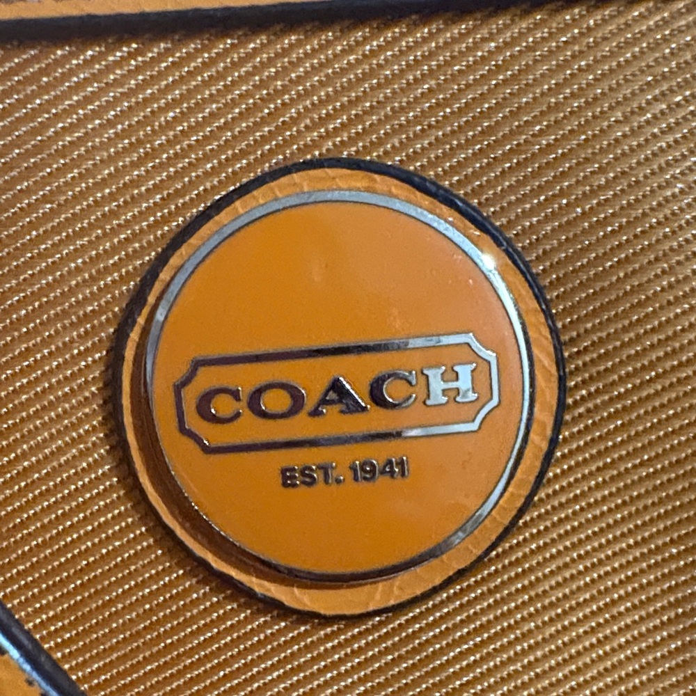 Coach Brown Signature Tote with Orange Trim - Picture 2 of 7